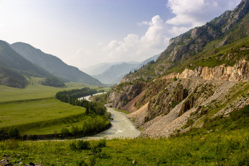 Fototapeta na wymiar mountain river in the gorge among the rocks