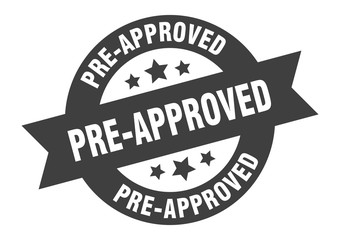 pre-approved sign. pre-approved black round ribbon sticker