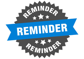 reminder sign. reminder blue-black circular band label