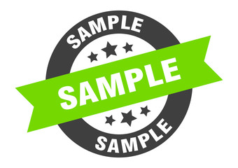 sample sign. sample black-green round ribbon sticker