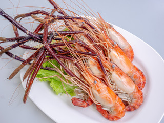 grill lobsters on white plate