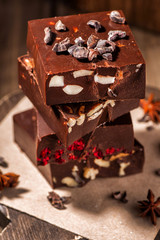 Chocolate with nuts.