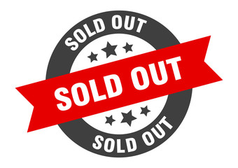 sold out sign. sold out black-red round ribbon sticker