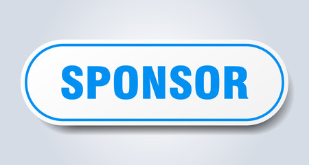 sponsor sign. sponsor rounded blue sticker. sponsor