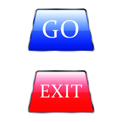 Blue go button and red exit button.
