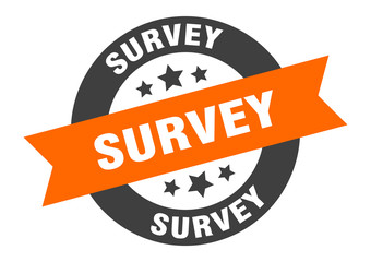 survey sign. survey orange-black round ribbon sticker