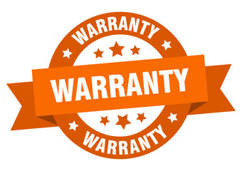 warranty ribbon. warranty round orange sign. warranty