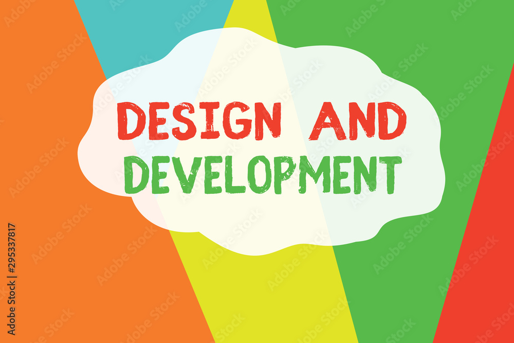 Poster conceptual hand writing showing design and development. concept meaning defining the specification o