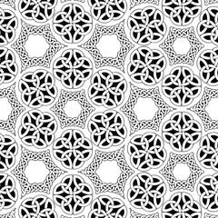 Vector Illustration of Beautiful Geometric Kaleidoscope  Abstract Seamless Pattern or Texture in Black and White Color for Interior / Exterior Works, Background, Backdrop, or Wallpaper.v