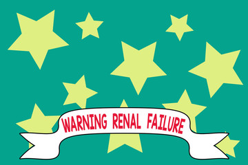 Word writing text Warning Renal Failure. Business photo showcasing stop Filtering Excess Waste Acute Kidney malfunction Geometric seamless pattern. Monochrome randomly abstract texture stars