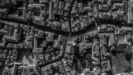 black and white view over Venice Italy Europe. Venice from above with a drone. aerial view over the beautiful city of Venice Italy. Amazing Venice image wallpaper