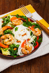 Vietnamese Shrimp and Rice Noodle Salad. Selective focus.