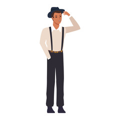 Obraz na płótnie Canvas cartoon man with suspenders, flat design