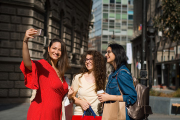 Friends heaving fun in the city