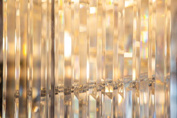 luxury hanging crystal chandelier shiny decoration interior , blur bokeh light lamp at background ....