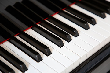 top view piano keyboard , sound board musical instrument black and white color .