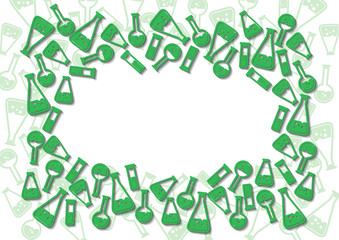 Abstract background, medical chemical flasks. Place for text. Biology, chemistry, science, education, medicine. Template for your design.