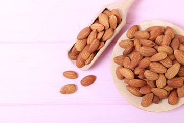 whole almonds on the table.
