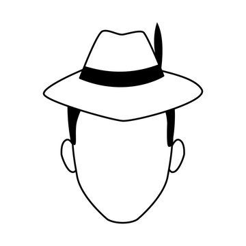 avatar man with hipster hat icon