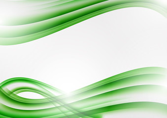 Abstract green curved lines on a white background. Modern template for your design.