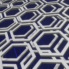Abstract hexagons shape 3d render background