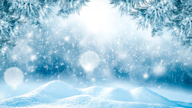 Snow background and free space for your decoration. 