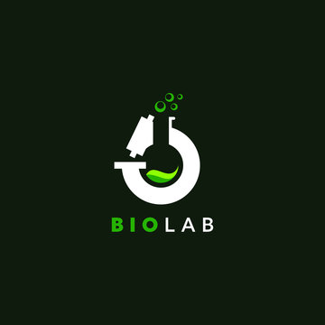 lab logo simple nature science with glass and leaf design inspiration