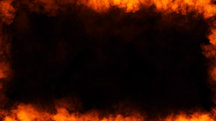 Frame of real fire flames burn motion smoke . Border texture overlays. Design element.