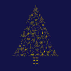 Fototapeta na wymiar Vector illustration of Christmas tree