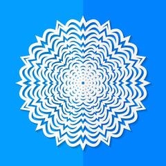 Vector illustration of white paper snowflake.