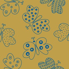 Seamless pattern with butterfly, vector illustration