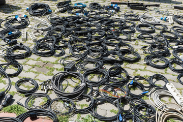 Fototapeta premium Stage equipment lying on the floor
