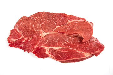 raw steak on a white background
