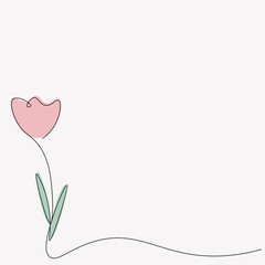 Flower background with pink tulip, spring march design, vector illustration