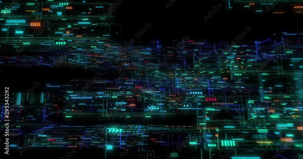 Poster flying over abstract motion background, a futuristic circuit board, digital motherboard. digital gri