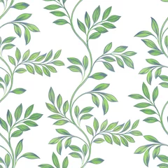 Papier Peint photo Vert Fond floral. Impression et textile. Modèle sans couture vert feuillu de printemps.