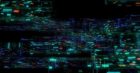 Flying over abstract motion background, a futuristic circuit board, Digital motherboard. Digital grid, CPU Processing, Digital network, Computing, GPU gaming, Web, internet. 3D render
