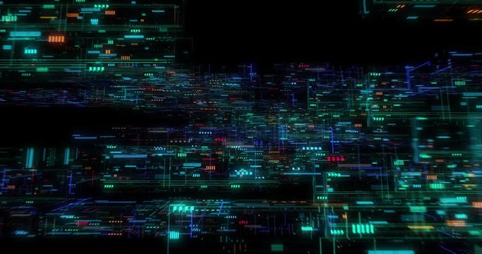 Flying over abstract motion background, a futuristic circuit board, Digital motherboard. Digital grid, CPU Processing, Digital network, Computing, GPU gaming, Web, internet. 3D render