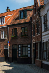 Fototapeta na wymiar Vintage street in Bruges Belgium.Europe landscape panorama old town.