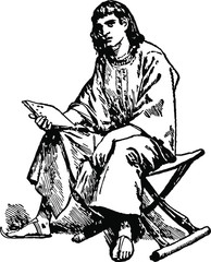 Egyptain man with a tablet