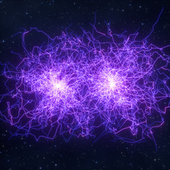 Power electrical energy and lightning spark, 3d rendering.