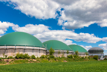 Fototapeta na wymiar Biogas plant in rural Germany Biofuel Industry concept