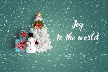 merry christmas and chirstmas tree on color background