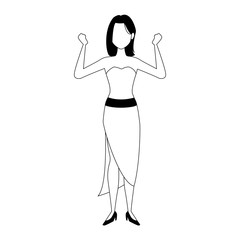 cartoon elegant woman dancing, flat design