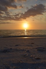 Orange sunset on the beach