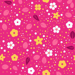 Floral seamless pattern vector template. Retro background, cute vintage traditional style design