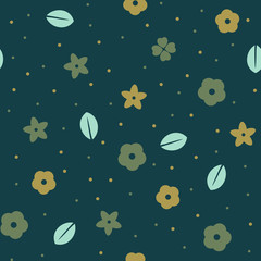 Floral seamless pattern vector template. Retro background, cute vintage traditional style design