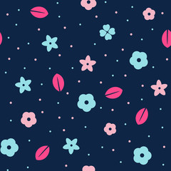 Fototapeta na wymiar Simple floral seamless pattern. Retro background, cute vintage traditional style vector template