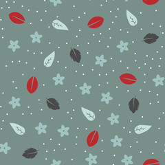Simple floral seamless pattern. Retro background, cute vintage traditional style vector template