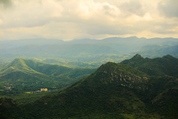 landscape with mountains and clouds